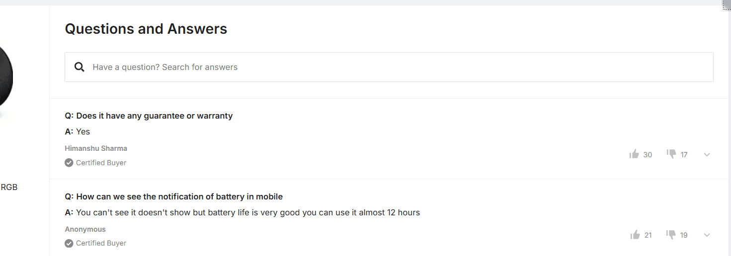 FlipKart Q&A Section